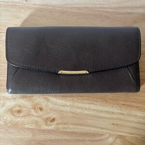 Coach Brown Leather Wallet Zipper Compartment and Card Holders